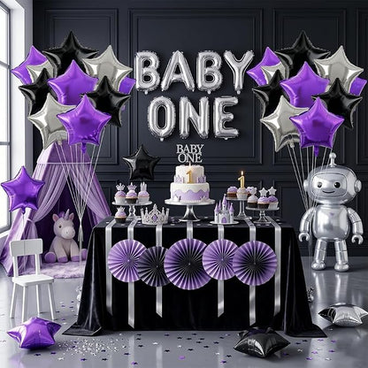 TONIFUL 15 Pack Purple Black Silver Star Foil Balloons | 18 Inch Mylar Star - Image 5
