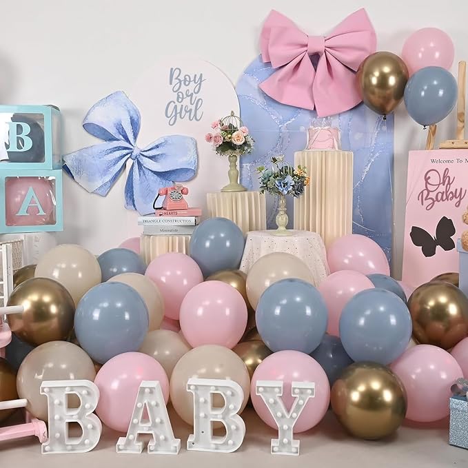 Gender Reveal Balloons, Chrome Gold Sand White Balloon - Image 7