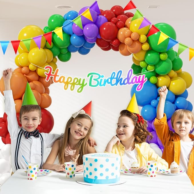 164pcs Colorful Balloon Arch Kit Red Purple Yellow Blue Green Balloons | - Image 8