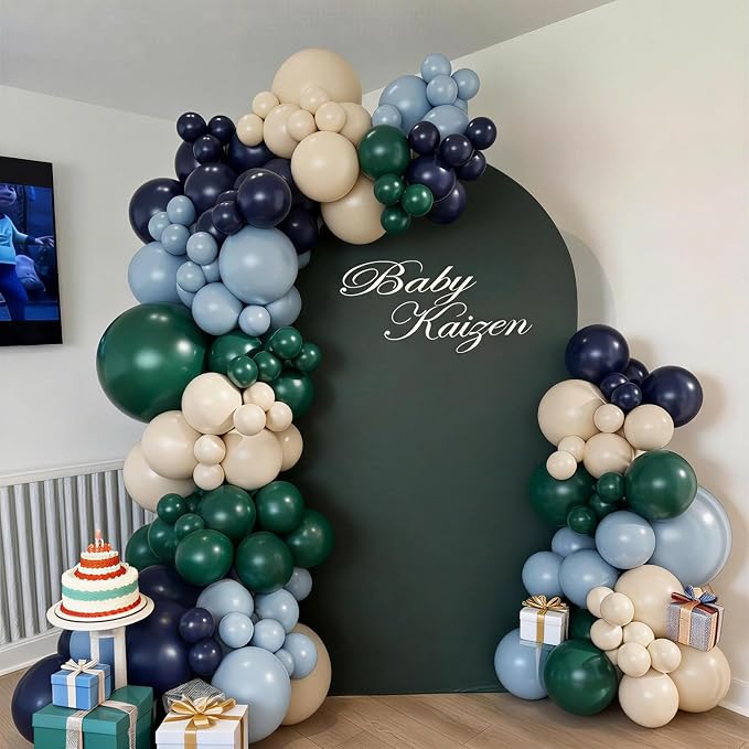 Blue and Green Balloons Arch Garland Kit, Tartan Plaids Decorations Baby Shower - Image 7