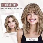 MY-LADY Human Hair Toppers for Women Real Human Hair with Bangs Thin 8.5 * 8.5CM Mono Base Clip in Remy Hairpieces Light Weight 12 Inch Medium Brown Mixed Dark Blonde