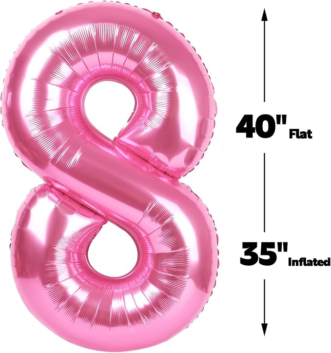 Pink Number 8 Balloon 40 inch, Balloon numbers party supplies, deco photo shoot - Image 2