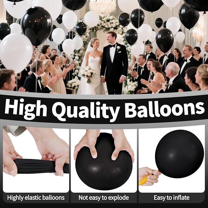 Black Balloon 110pcs, 12 Inch Thickened Latex Party Balloons Helium Bright Color - Image 4
