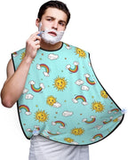 Adjustable Beard Catcher Apron, Boho Style Clouds Hippie Sun Rainbow Shave Bib, Non-Stick Waterproof Grooming Bib, Shaving Essential for Men Dad Christmas