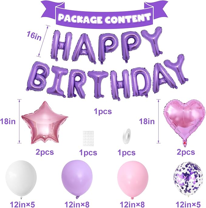 Pink Purple Birthday Decorations - Image 2
