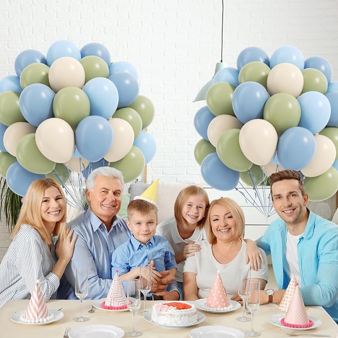 60pcs Blue and Green Balloons 12inch - Image 5