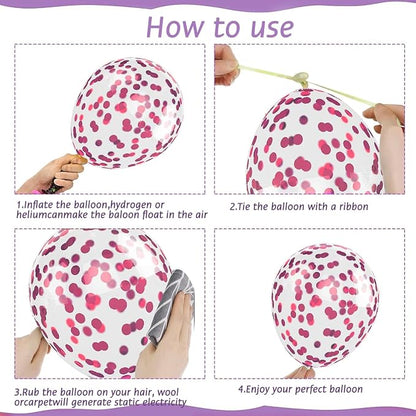 Pink and Purple Confetti Balloons 50 Pcs 12 Inch | Rainbow Unicorn Princess - Image 7
