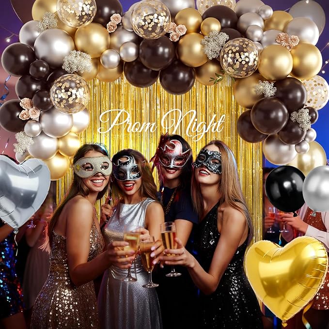 157Pcs Black Gold Silver Balloons Garland Arch Kit - Image 4