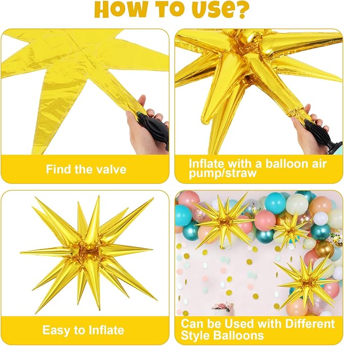 10 Pcs Star Balloons Explosion Balloons Foil Cone Balloon Magic - Image 7