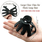 Big Claw Large Hair Claw Clips for Thick and All Hair Types, Matte Octopus Jaw Clips with Strong Hold for Women and Girls, 6 Packs (Black)