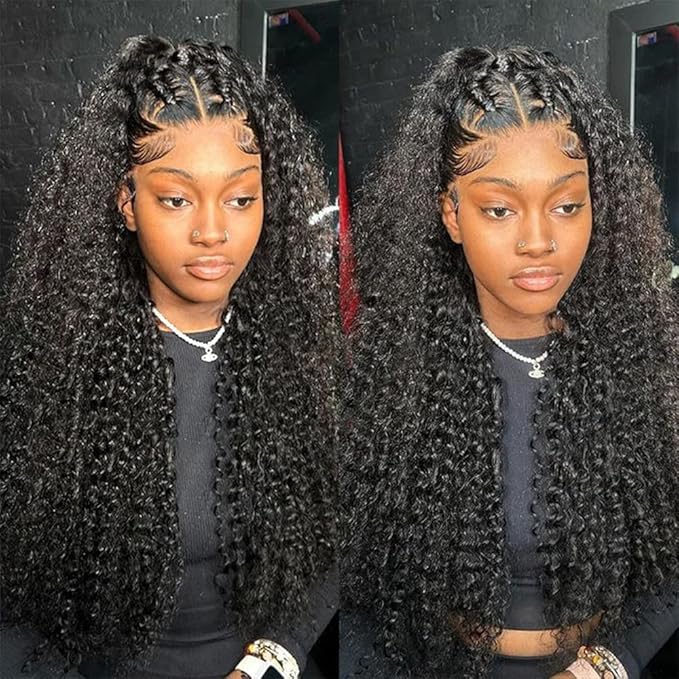 26 Inch 13x6 Deep Wave Lace Front Wigs Human Hair 250% Density HD Lace Frontal Wigs Human Hair Glueless Deep Curly Wigs for Women Pre Plucked Glueless Wigs Natural Color