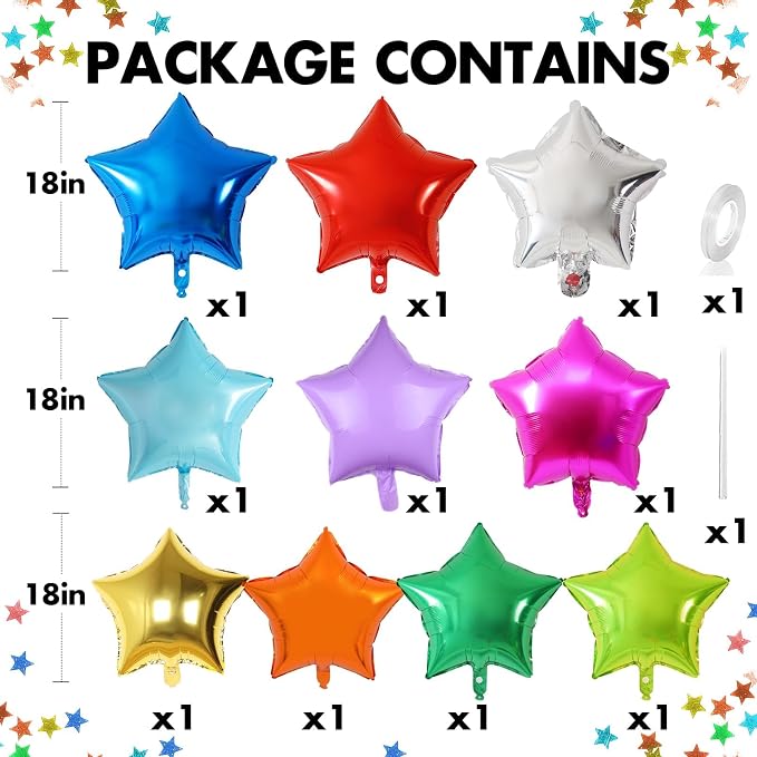 FEYG Star Foil Balloons, 18 Inches, - Image 2