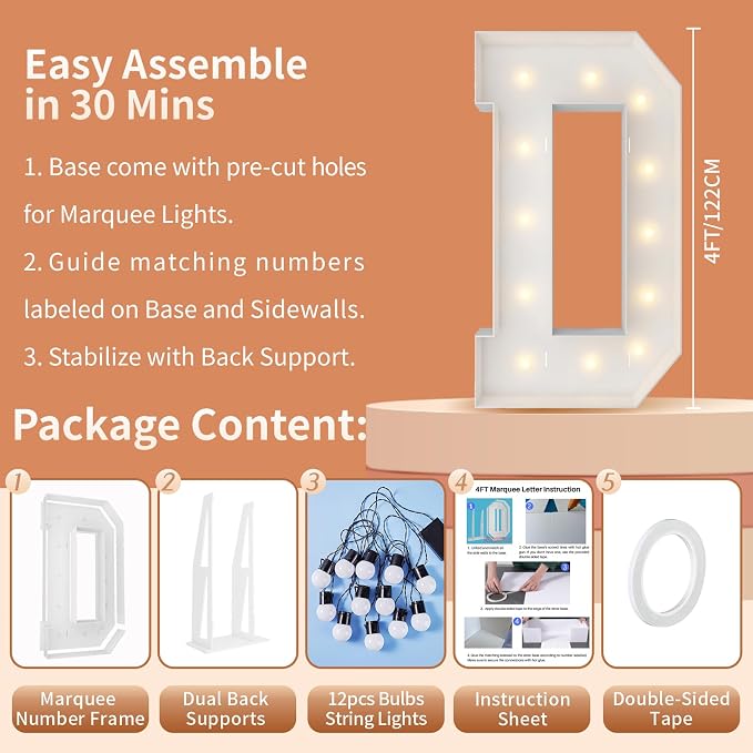4FT Marquee Light Up Letters, Large Marquee Letters, Big Letters - Image 5