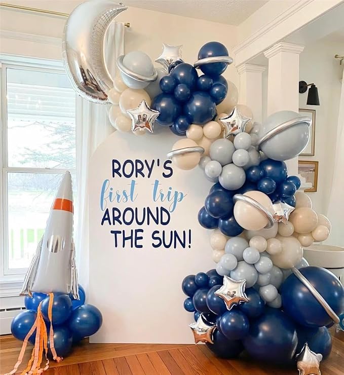 MEBAY Blue White Silver Balloons Garland Arch Kit - Image 3