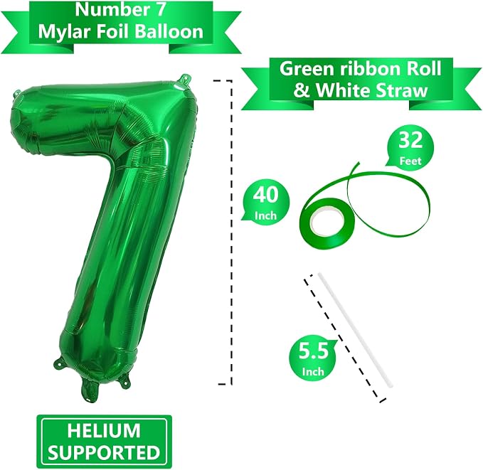Number Balloons Green Party Balloon - Image 3
