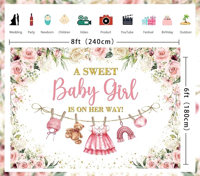 Cute Clothes Baby Shower Backdrop - Image 7