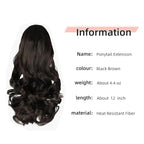 Ponytail Extension, Clip on Ponytails for Women, 12" Claw Clip in Short Curly Wavy Pony Hair Extension for Women - Darkest Brown