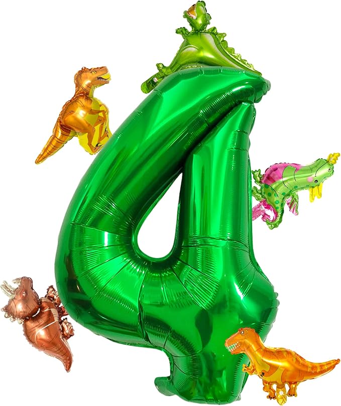 LilyZheng Large Dinosaur Balloon Number 4, 40 Inch Dark Green Foil Balloon by LILYZHENG