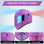 Full Face Motorcycle Helmets for Adult Men Women, DOT Approved Street Bike Racing Helmet Dual Visor Quick Release Buckle, Motorbike ADV Moped Helmet with Extra Clear Visor