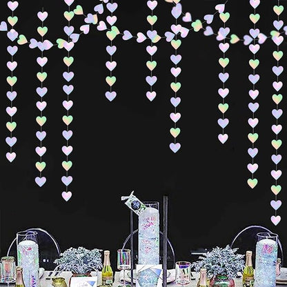Iridescent Disco-Holographic Heart Garland - 52Ft Wedding Hanging Decoration - Image 6