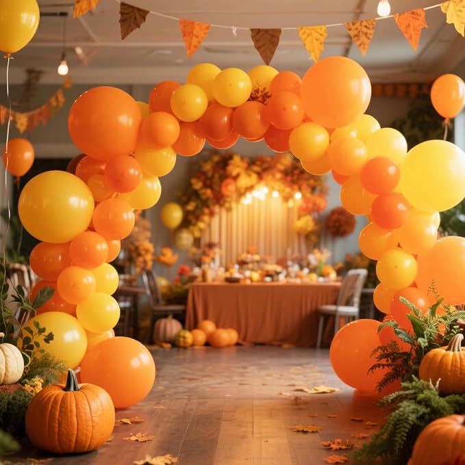 RUBFAC Orange Balloons Different Sizes Burnt Orange Balloon Arch 154pcs | - Image 5