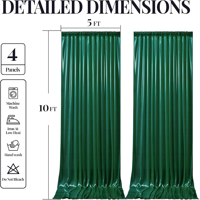 20x10ft Dark Green Glitter Backdrop Curtain - Image 9