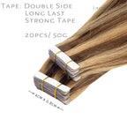 Lacer Invisible Tape in Hair Extensions Human Hair Dark Brown to Golden Brown Seamless Natural Tape in Human Hair Extensions PU Skin Weft 50g 20pcs/set 22 Inch