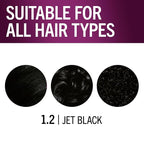 Schwarzkopf Keratin Color, Color & Moisture Permanent Hair Color Cream, 1.2 Jet Black, 1 Kit (Pack of 2)