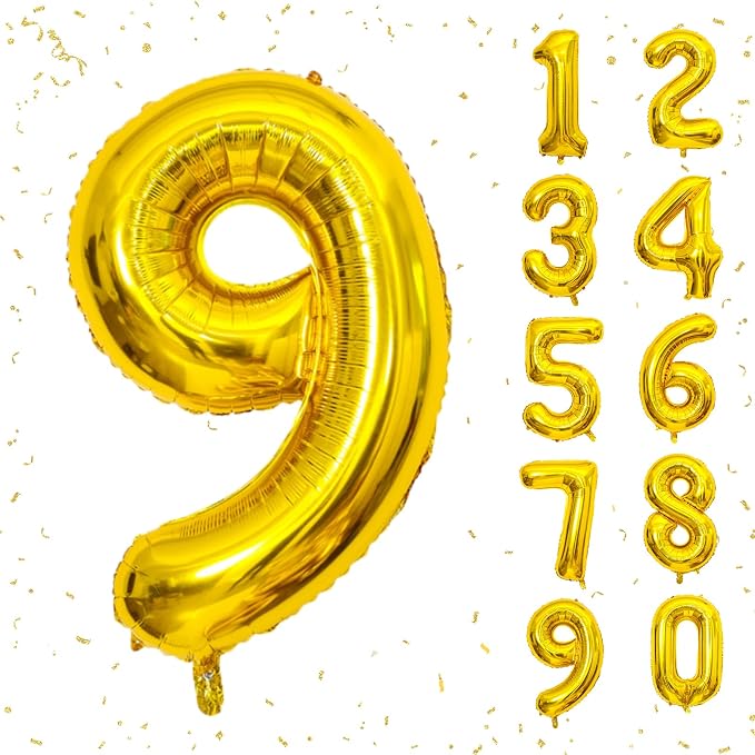 40 Inch Gold Number Balloons, Helium Mylar Foil Number Balloons by Unknown