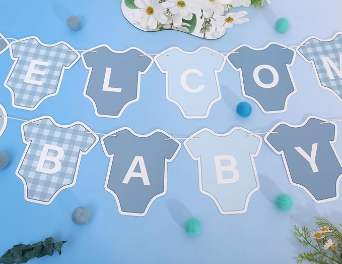 Blue Gingham Baby Shower Banner - Image 7
