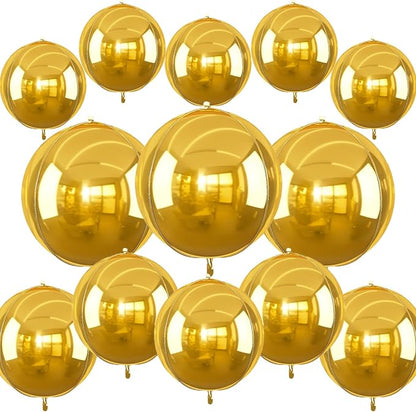 13pcs Gold 4D Balloons 22" 18" 10" 4D Gold Ball Balloon Golds Metallic Foil by Unknown