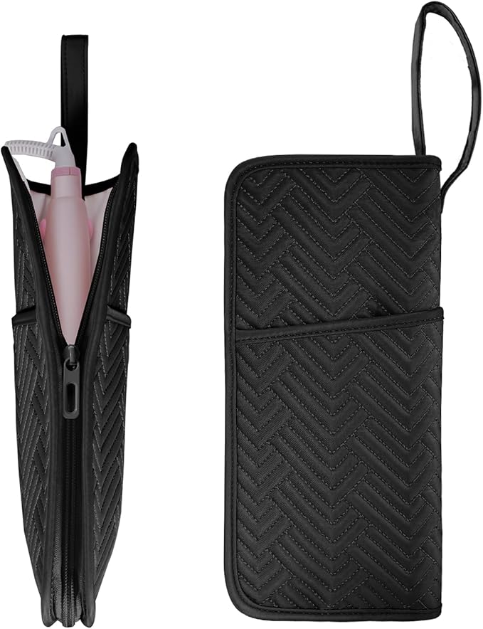 SITHON Hot Iron Holder & Mat, Heat Resistant Hair Tools Travel Bag Portable Hot Tools Organizer Cover Pouch for Curling Irons, Flat Irons, Hair Straightener and Styling Tools (Bag Only) (Black)