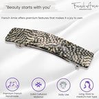 French Amie Oblong Handmade 3.5" Celluloid Automatic Hair Clip Barrette for Girls Strong Hold Hair Clips for Women No Slip Durable Hair Accessories, Made in France (Opera)