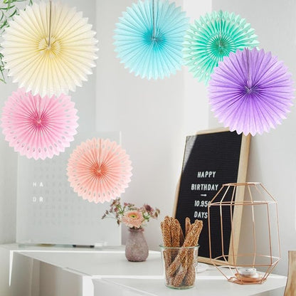 ANSOMO Pastel Rainbow Paper Fans Party Decorations Colorful Ice Cream Easter - Image 3