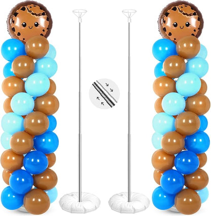 Jenaai 2 Set 163 Pcs Cookie Birthday Party Balloons Column Stand Kit Chocolate by Jenaai