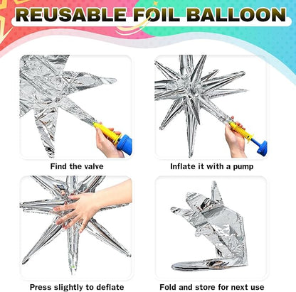 HILAVO 6PCS Star Balloons, 22Inch Large Colorful Star Balloon Foil Balloons - Image 9