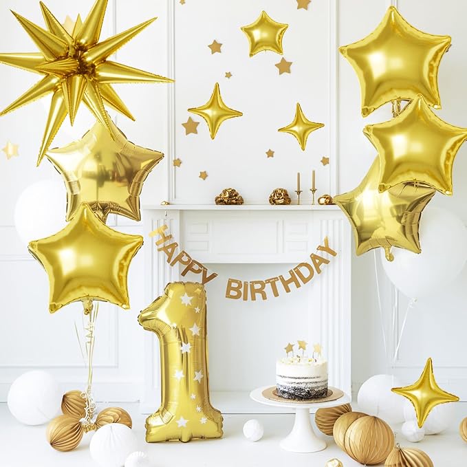 Gold Star Balloons, 22/18/10 Inch Foil Balloons, Four-Pointed Balloon - Image 4