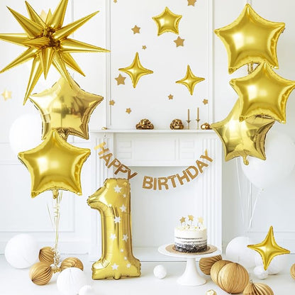 Gold Star Balloons, 22/18/10 Inch Foil Balloons, Four-Pointed Balloon - Image 4