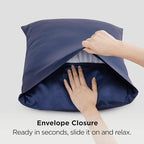 Bedsure Satin Pillowcases, Similar to Silk Pillow Cases Queen Size Set of 2, Pillow Case for Sleeping Women with Envelope Closure, Gifts for Women Men, Navy, 20x30 Inches, 2pcs