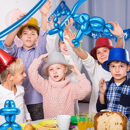 LXZFCRG 260 Long Balloons, Shiny Metallic Blue Latex Twisting Balloon - Image 5