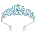Didder Silver Tiara Crowns for Women - Girls' Elegant Combs and Blue Crystal Princess Crowns for Birthdays, Bridal, Prom and Parties