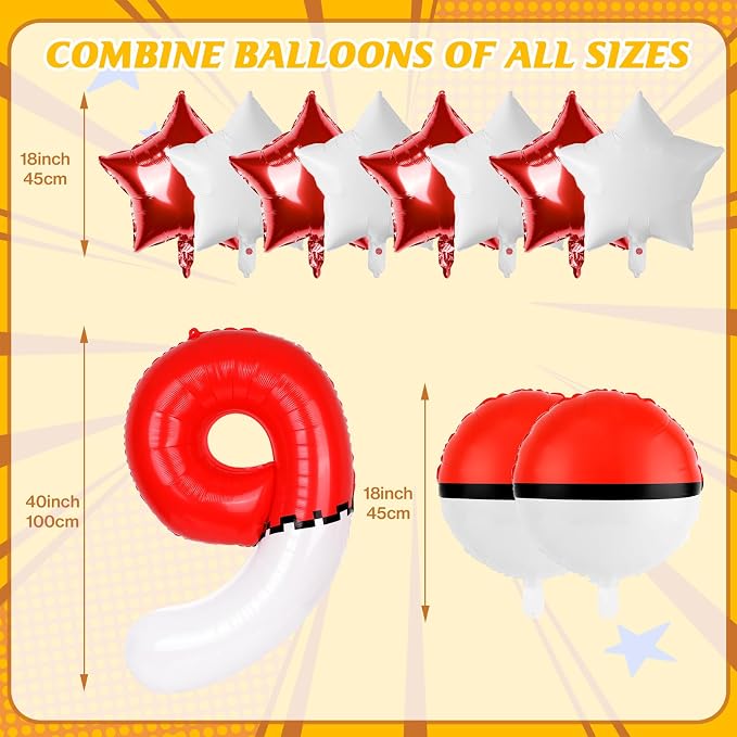 40 Inch Red & White Cartoon Themed Theme Number Balloon, Number Block Foil - Image 2