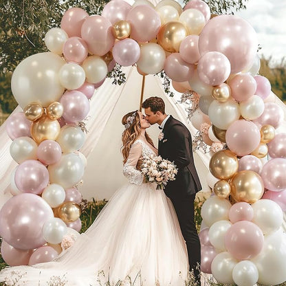 Pastel Pink Pearl White Balloons Arch Kit 119 PCs Double Stuffed | Princess - Image 7