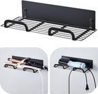 Straighteners Holder Wall Mounted Metal Hair Dryer Holder for Curling Wands Accessories Adhesive Curling Iron Holder Hair Tool Organizer for Vanity Bathroom Barber Shops (Black)