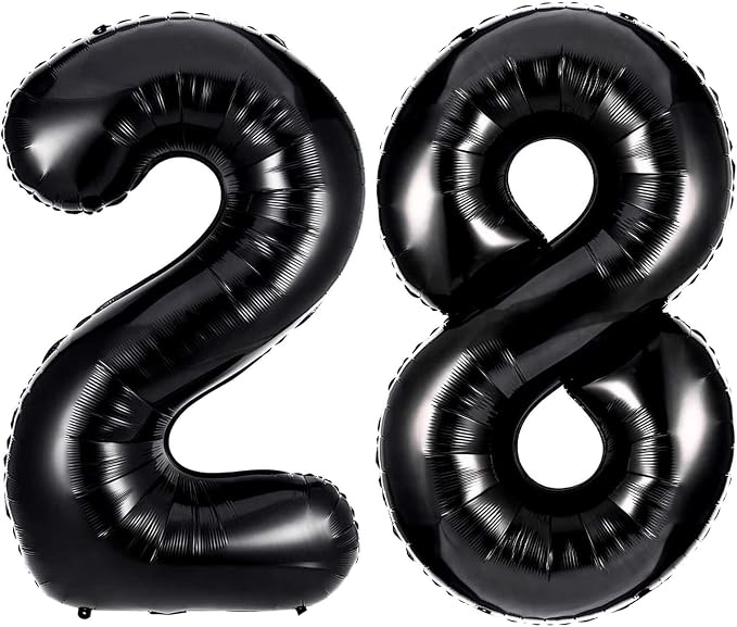 40 Inch Black 28 Balloons Giant Number 28 Balloons Black 28 Birthday Balloons by LHOAVWE