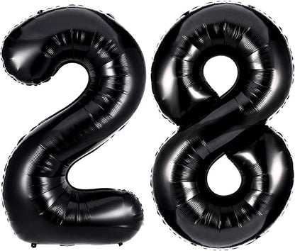 40 Inch Black 28 Balloons Giant Number 28 Balloons Black 28 Birthday Balloons by LHOAVWE