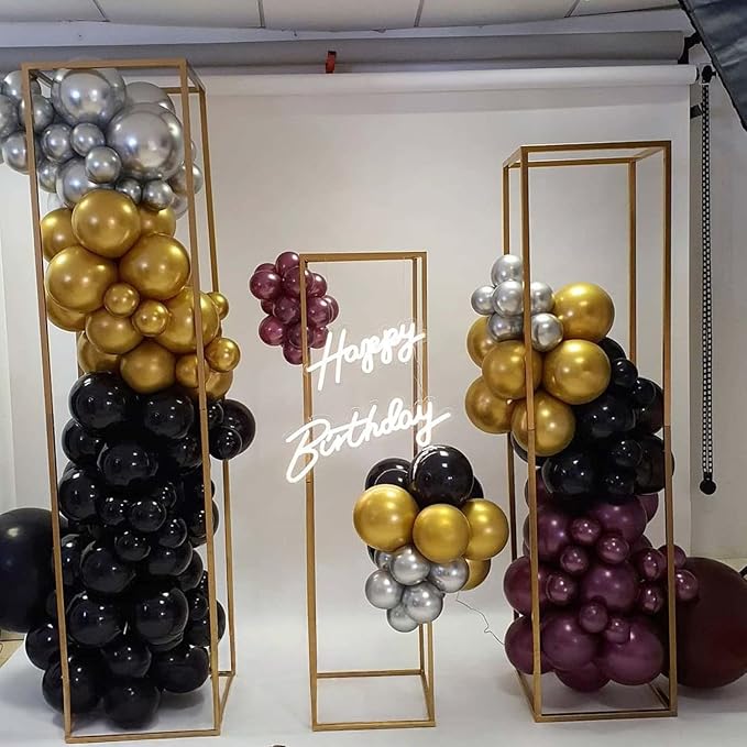 Balloons Burgundy Black Silver, Wine Red Black Party Balloon Maroon Metallic - Image 4