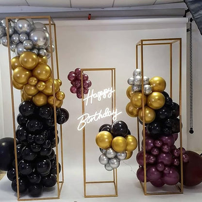 Balloons Burgundy Black Silver, Wine Red Black Party Balloon Maroon Metallic - Image 4