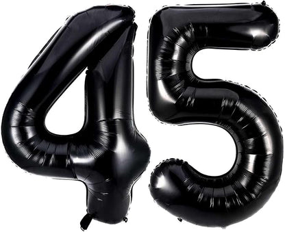 Black 45 Number Balloons, 40 Inch Giant Number 45 Balloons Foil Mylar Helium by Lovoir