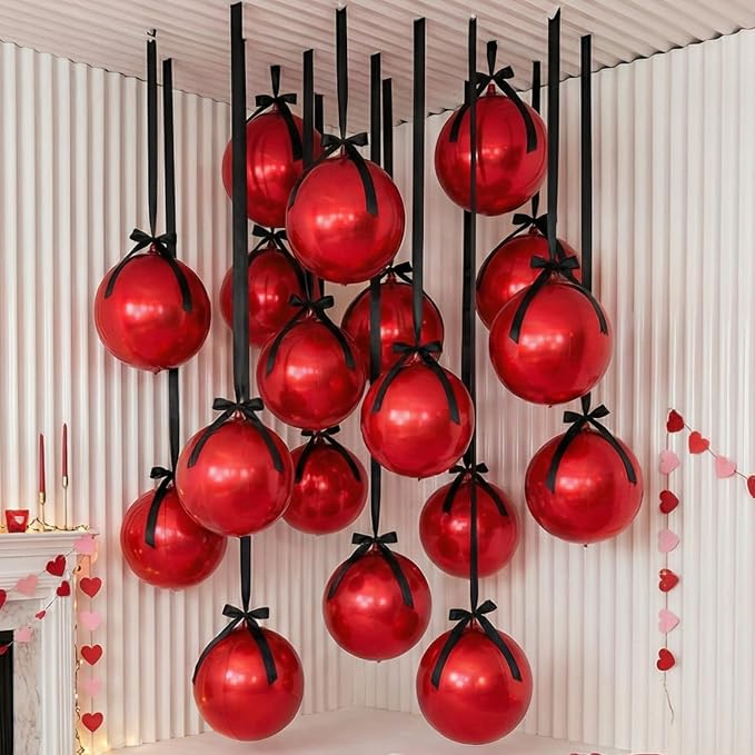 20 Pcs Metallic Red Foil Balloons Giant 22 Inch 4d Round Metallic Red Balloons - Image 6